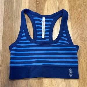 FP Movement by Free People Striped Navy and Blue Sports Bra